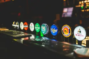 Bar setup showcasing drinks